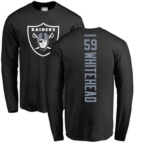 Men Oakland Raiders Black Tahir Whitehead Backer NFL Football #59 Long Sleeve T Shirt->nfl t-shirts->Sports Accessory